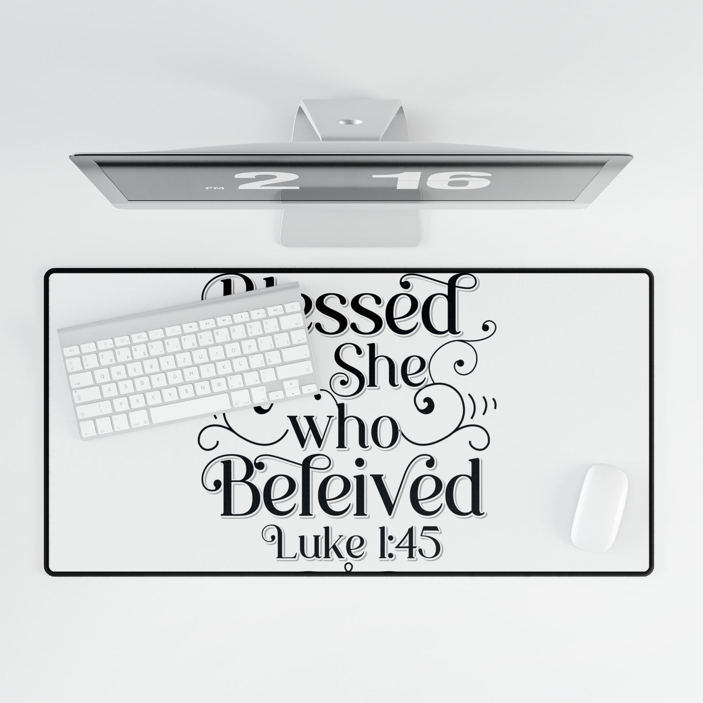 Blessed is She Who Believed Desk Mats